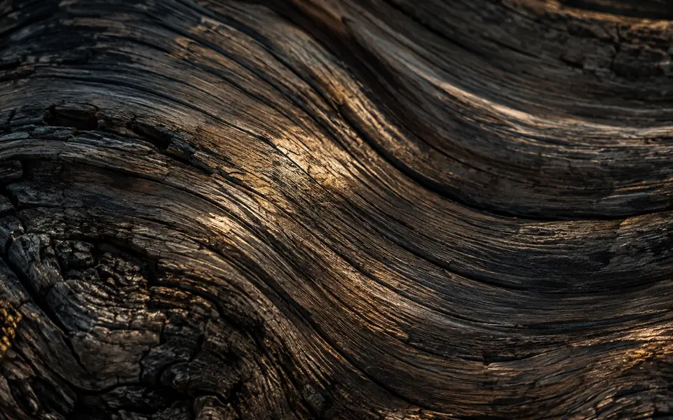 Venature di un legno antico sfiorate dalla luce
