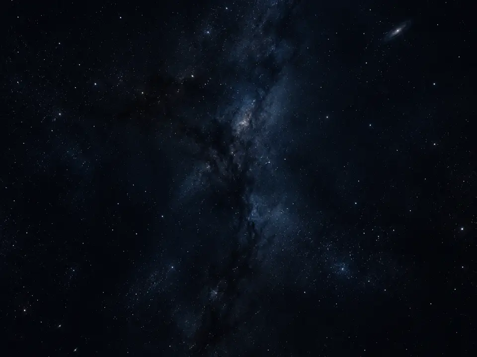 Campo stellare blu profondo attraversato dalla Via Lattea